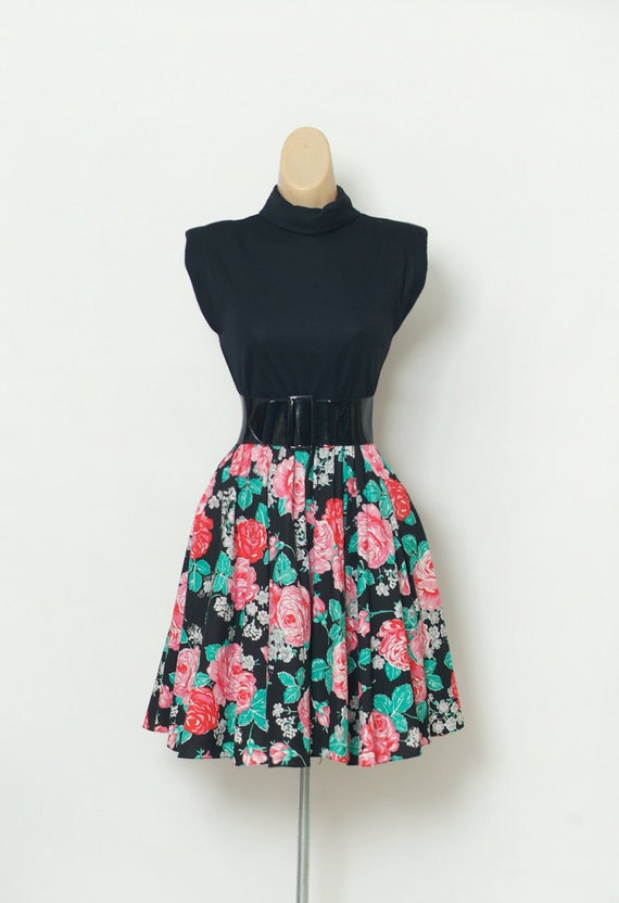 Vintage 80s Dress / New wave dress / Red Retro Co