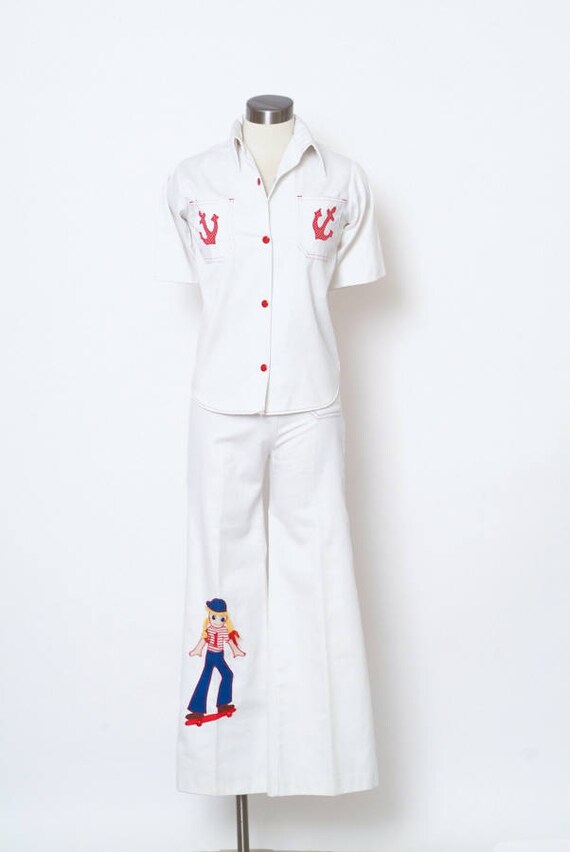 Vintage nautical pants set - Vintage clothing - 60