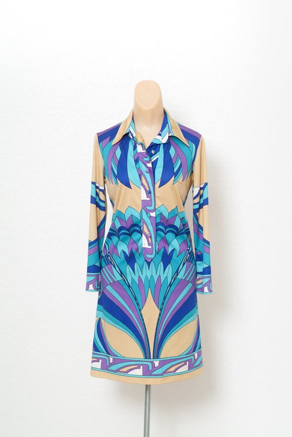 Vintage 70s dress / 70s fashion / Button Shirt Dre