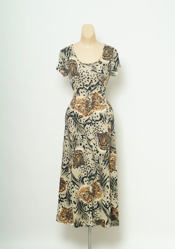 Size Medium Vintage 1990s Dress leopard print Dres