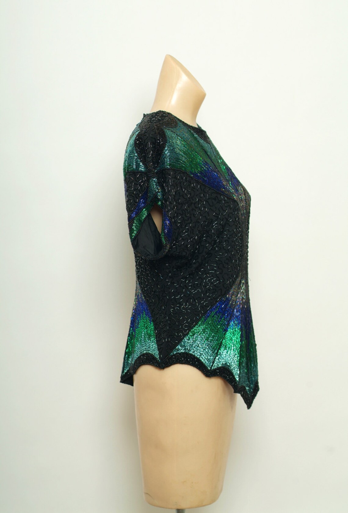 Vintage 80s Beaded Shirt / 90s Beaded Shirt / Metallic Beaded Etsy