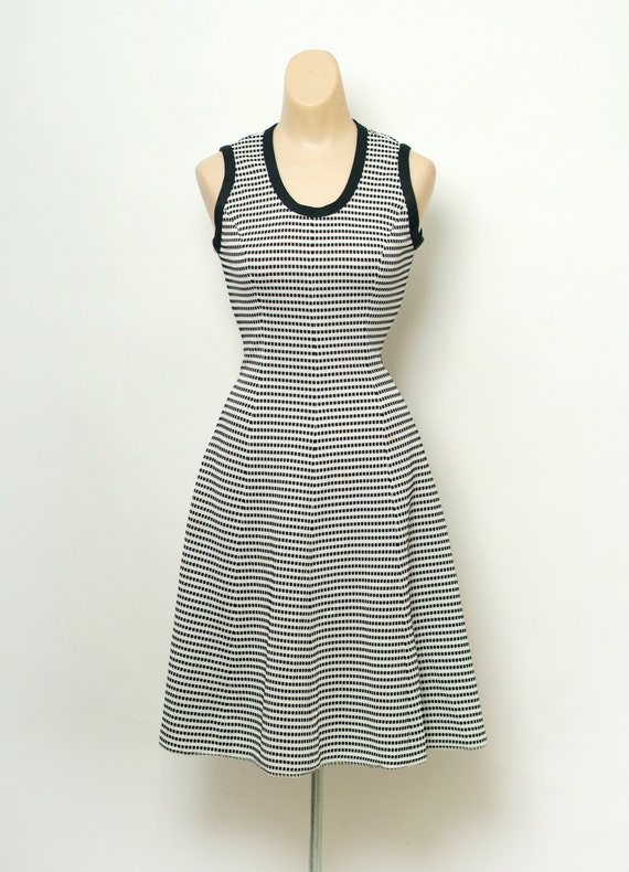 Vintage 60s Dress / 70s Dress / Dress Black,White
