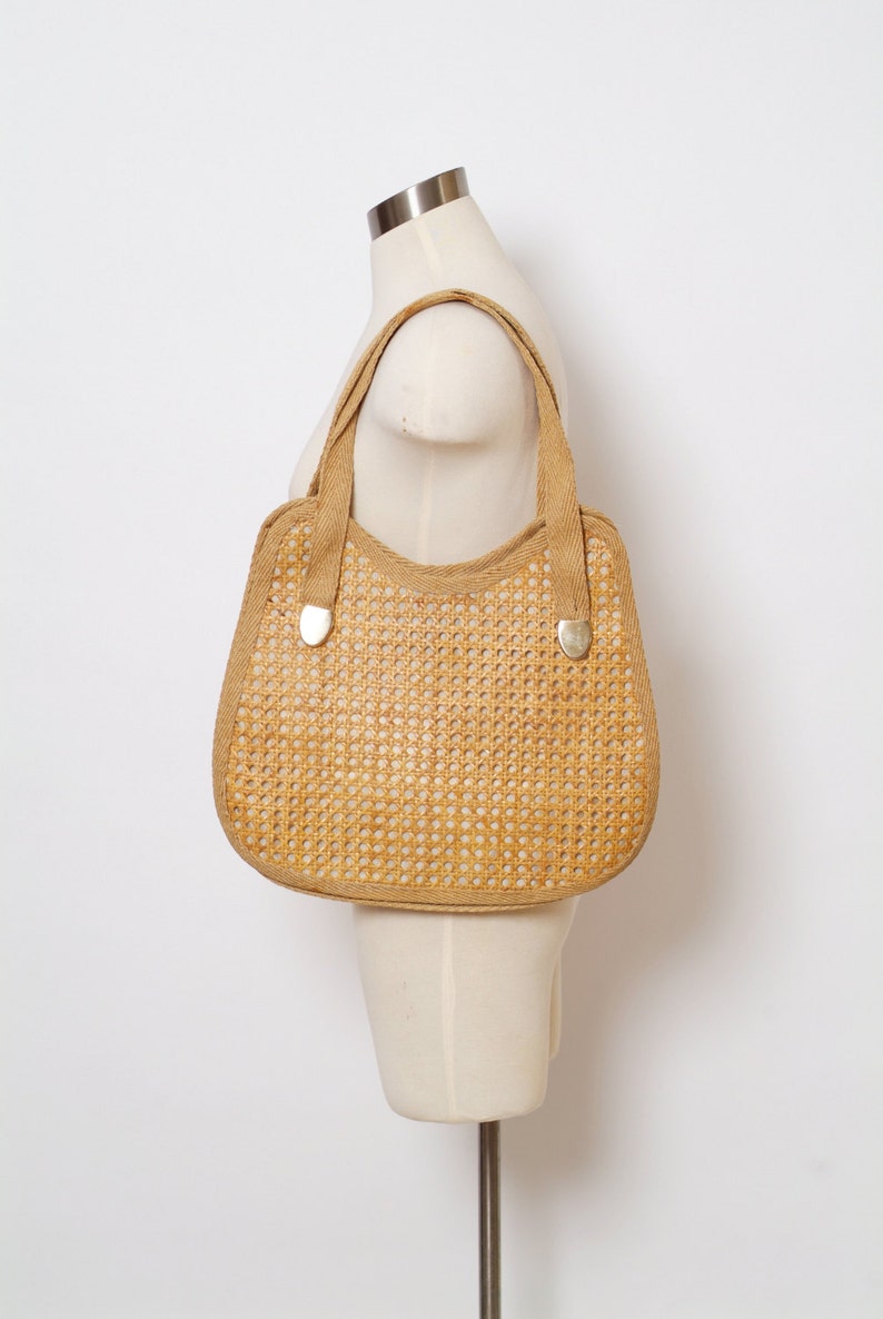 Vintage Purse 80s Clutch Handbag / Retro Shoulder Bag / Wicker | Etsy