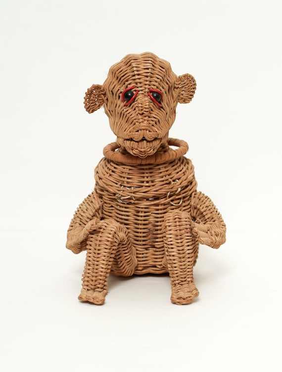 Vintage wicker animal purse / wicker purse / 50s p