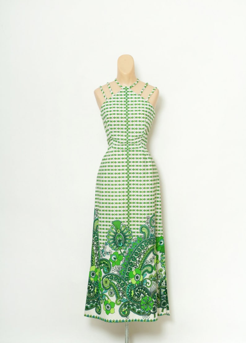 Vintage 60s Dress / 70s Maxi Dress / Dress 60s clothing long dress / Dresses / Tropical dress / Psychedelic Dress / 1960s Mod Dress / 60s