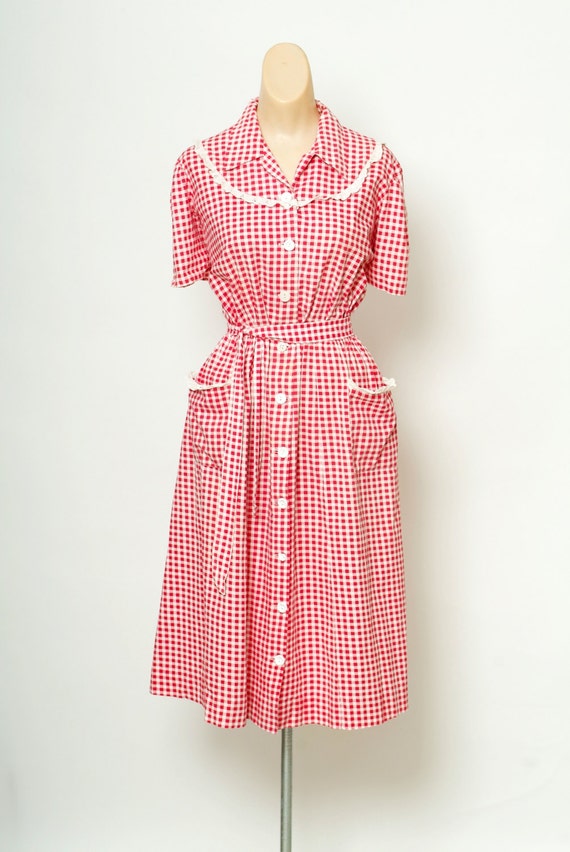 Vintage 50s Red Dress / Mid century modern / 50s D