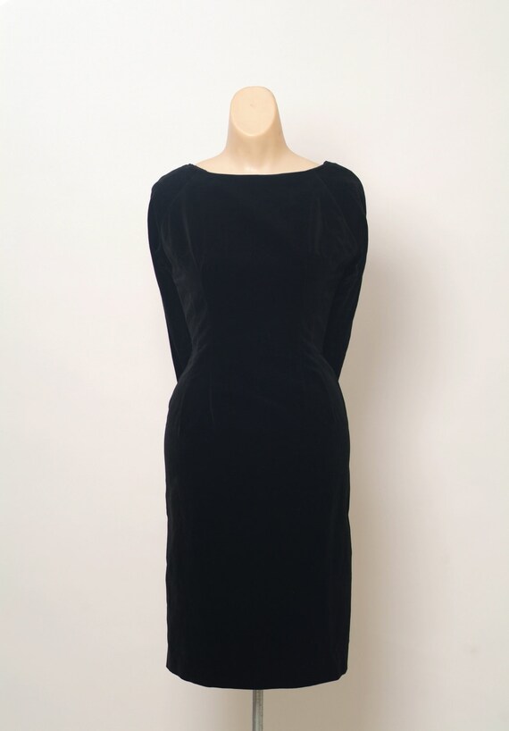 Vintage 50s Dress / Black Dress / Black Retro Cock