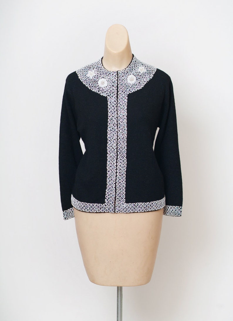 Vintage 50s Sweater / Sweater / Vintage Cardigan / Black | Etsy
