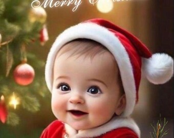 Kerstkaart met baby-kerstman – handgemaakte kerstwens