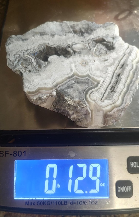 Tuxedo Lace Agate • Polished Display Stone • High-Contrast Banded Specimen (3.75" × 4.25")