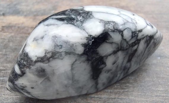 Pinolith Cabochon – Black & White Marble Pattern – Natural Gemstone for Wire Wrapping, Jewelry Making, Lapidary Craft (Austria)