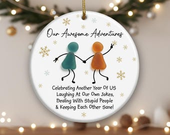 Funny Friendship Sea Glass Ornament, Bestie BFF Christmas Decor
