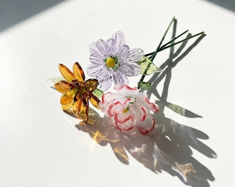 Fall Birth Glass Flower, Glass Sculptures Home Decor, Birthday Gift For Friends & Mother