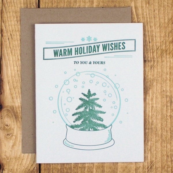 Holiday Wishes Letterpress Christmas Card - Set of 10