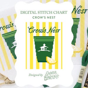 Crow's Nest Beer Green Cup | Masters Concession Collection | Digitalt nålstickningsmönster | Augusta-inspirerat golfmönster i PDF-format | 18 mesh
