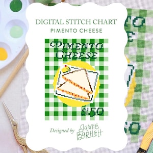 Pimento-ostsmörgås | Masters Concession Collection | Digitalt nålstickningsmönster | Augusta-inspirerat golfmönster i PDF-format | 18 mesh
