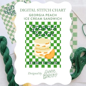 Georgia Peach-glassmacka | Masters Concession Collection | Digitalt nålstickningsmönster | Augusta-inspirerat golfmönster i PDF-format | 18 mesh