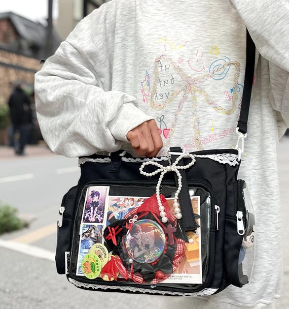 Oxford Cloth Itabag Crossbody Bag – Kawaii Messenger Bag With Transparent Window For Badge Display | Lightweight Shoulder Bag For Anime, Conventions, Daily Use - View #7