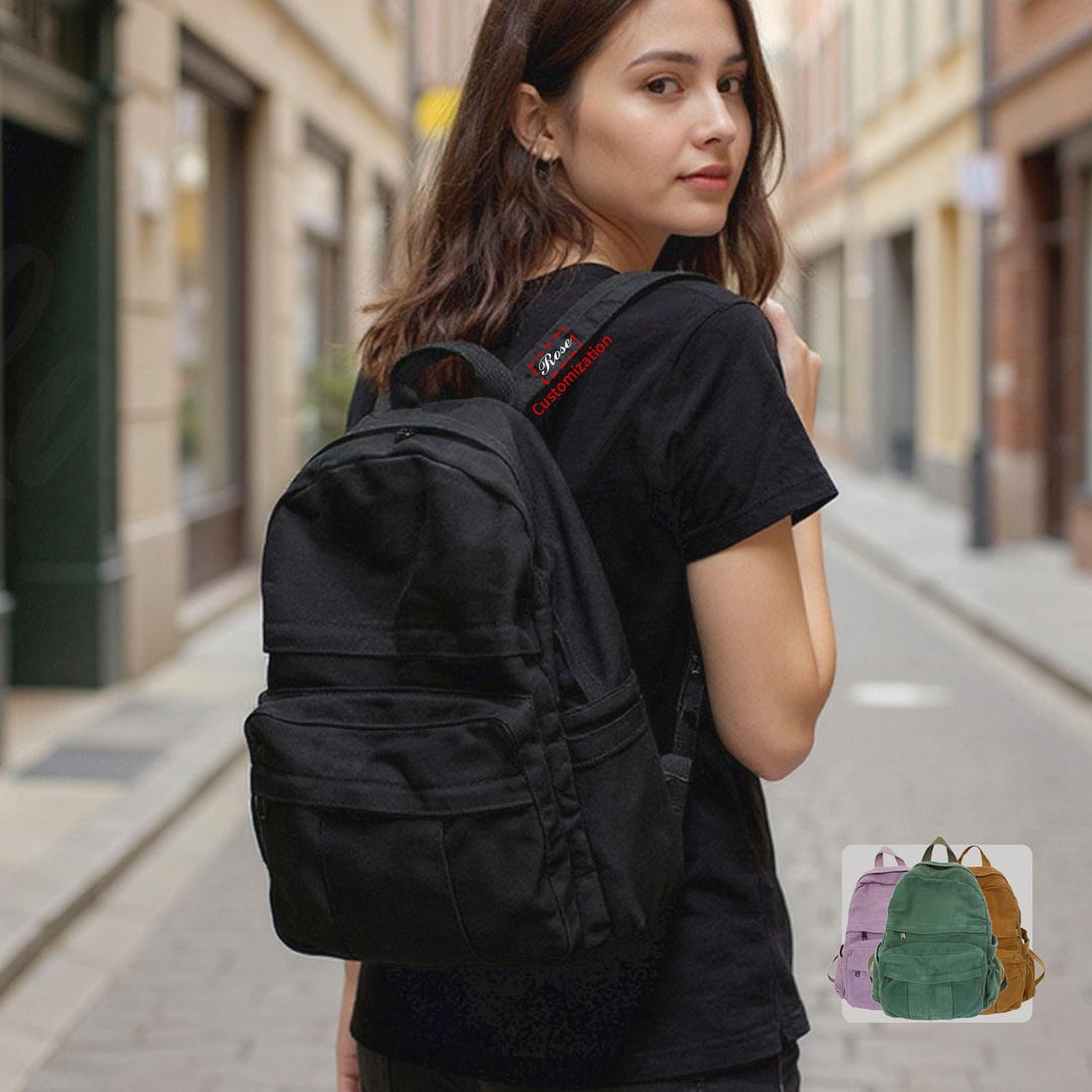 Lean Backpack Trendy Minimalist Backpack – Unisex Design, Zippered Canvas Backpack ...