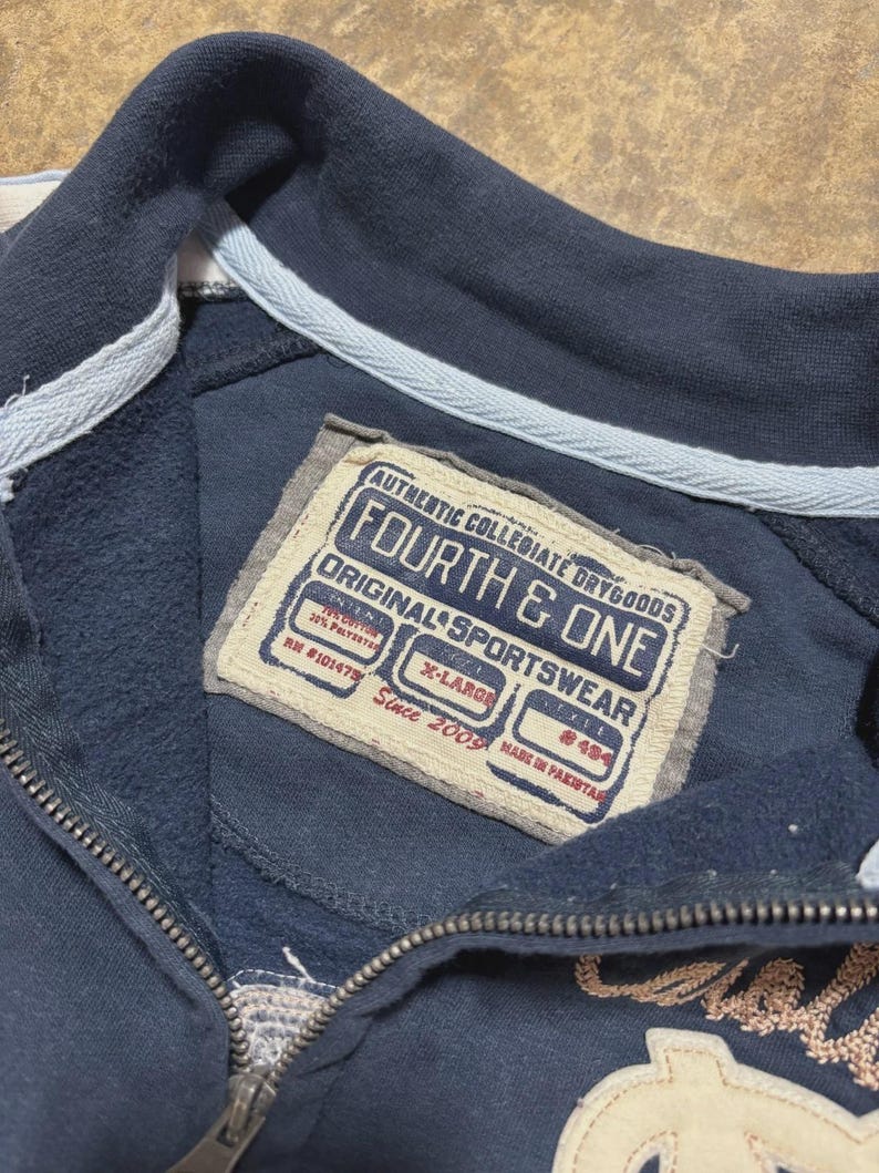 Vintage North Carolina Zip Up Sweater - NCAA Collegiate Sweatshirt - Size XL - Blue image 5