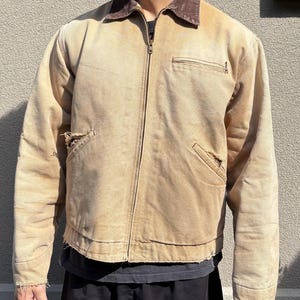Vintage Carhartt Detroit-jas: met deken gevoerde vervaagde werkkleding