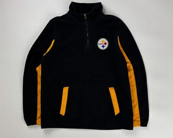 Maglione in pile vintage dei Pittsburgh Steelers / Football NFL / Ricamato XS Nero