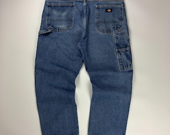 Vintage Dickies Denim Jeans / Relaxed Fit / Medium Wash Pants / 38x30 Blue