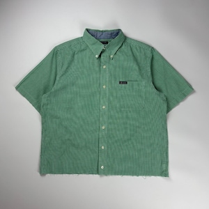 Chaps Green Checkered Plaid Cropped Button Up Shirt Medium