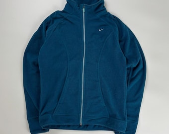 Vintage Womens Nike Fleece Sweater / Full Zip Up Athletic Sportswear Medium Blue
