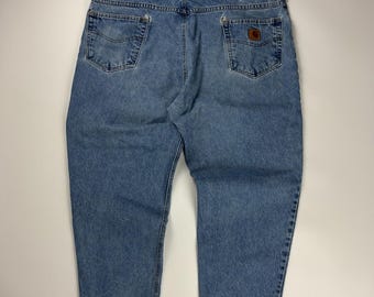 Vintage Carhartt Workwear Denim Jeans / Relaxed Fit / Light Wash / 44x28 Blue