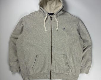 Vintage Y2K Polo Ralph Lauren White Zip up Hoodie Sweatshirt Size