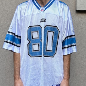 Camisa vintage do Detroit Lions da Reebok / Tamanho XL / Branca / Futebol Americano da NFL