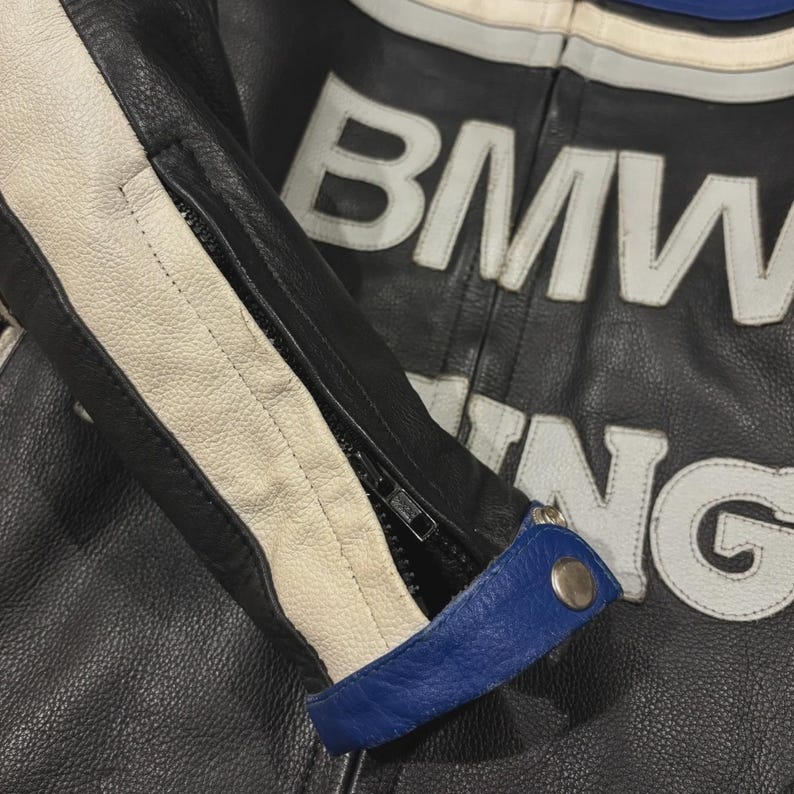Vintage 1990s BMW Racing Leather Jacket - Moto Coat - Size Medium ...
