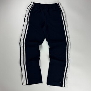 Vintage Nike Track Pants / Wide Leg Splash / Sportswear Bottoms / Nylon Trousers / Small Navy Blue