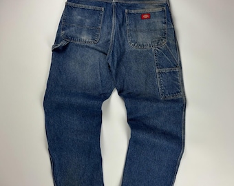 Vintage Dickies Workwear Denim Jeans / Relaxed Fit / Medium Wash / 34x31 Blue