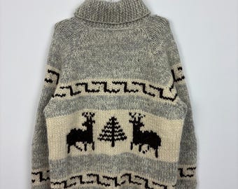 1970s Vintage Kanata Hand Knit Cowichan Sweater / Size Large