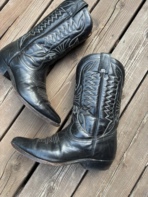Vintage Western Leather Cowboy Boots / Men's Footwear / Eagle