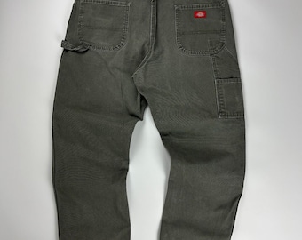 Vintage Dickies Workwear Pants / Relaxed Fit / Carpenter Bottoms / 40x30 Green