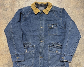 Vintage 80s Carhartt Denim Jeans Workwear Jacket Large 1990's