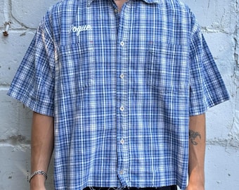 Vintage Roguehaus Blau Kariertes Button Up Shirt Gr. XL