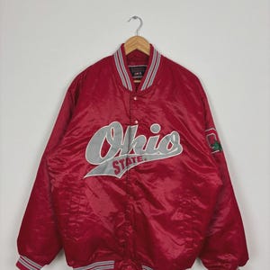ヴィンテージ オハイオ州立バッカイズ サテン バーシティ レッド ジャケット / NCAA カレッジ / サイズ L