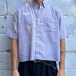 Vintage Roguehaus Purple Plaid Cropped Button Up Shirt Size Large