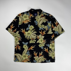 Vintage Caribbean Joe Hawaiian Shirt: Tropical Floral Button-Up, Large