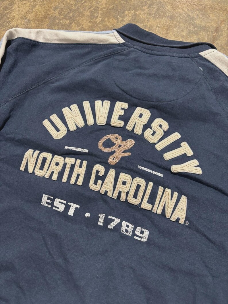 Vintage North Carolina Zip Up Sweater - NCAA Collegiate Sweatshirt - Size XL - Blue image 4