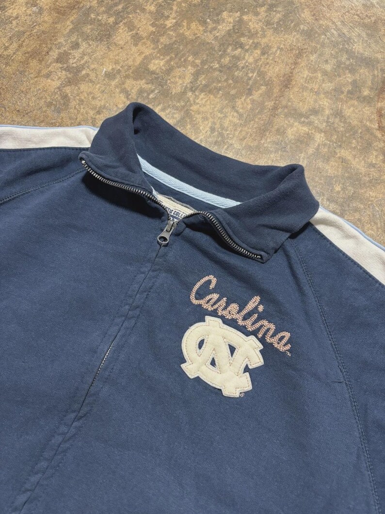 Vintage North Carolina Zip Up Sweater - NCAA Collegiate Sweatshirt - Size XL - Blue image 3