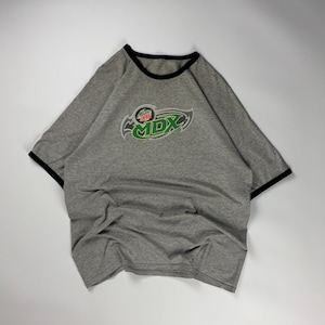 Camiseta Vintage Y2K Mountain Dew Ringer / Camiseta de Refrigerante / Estampa MDX / 2XL Cinza