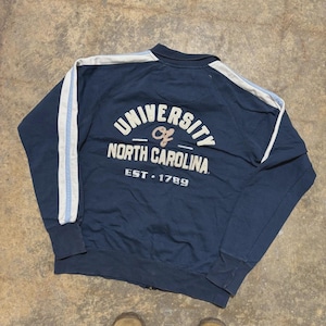 Vintage North Carolina Zip Up Sweater - NCAA Collegiate Sweatshirt - Size XL - Blue image 1