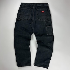 Vintage Dickies Workwear Pants / Relaxed Fit / Carpenter Bottoms / Construction Wear / 34x32 Black