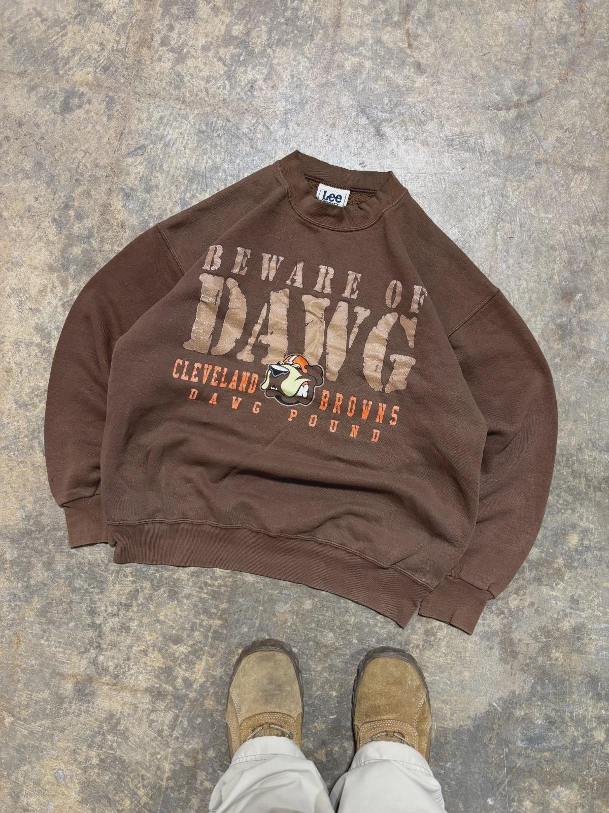 Vintage 1990s Cleveland Browns Sweatshirt - NFL Football Sweater - Size Large - Brown
