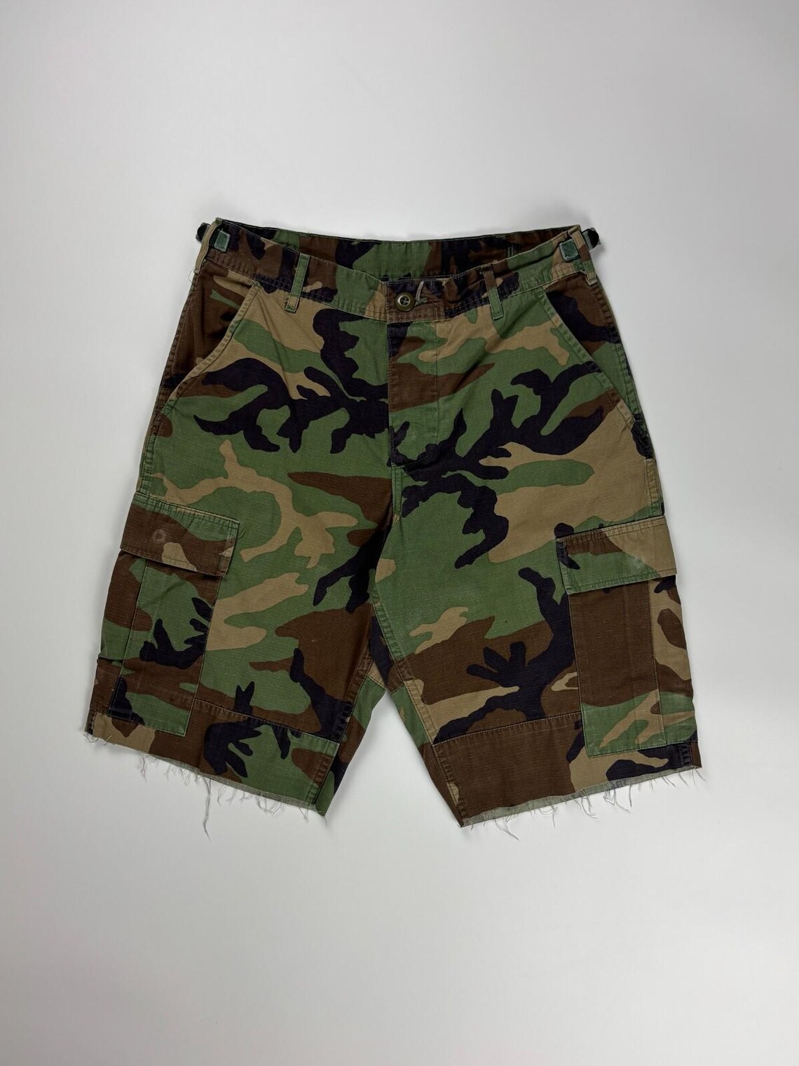 Military Camouflage Denim Cargo Shorts